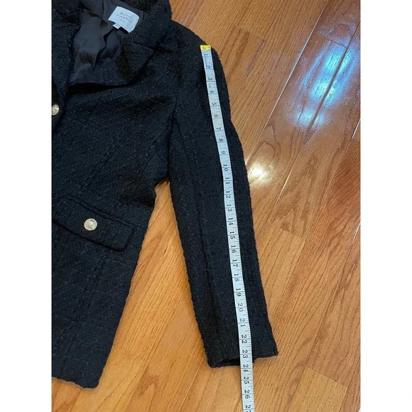 Maison d'Amélie Paris Black Tweed‎ Blazer Gold Button Classic Tailored Jacket L - Picture 8 of 11